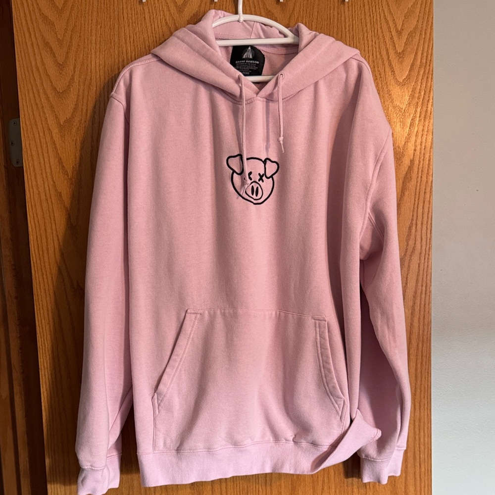 Cozy Pink Hoodie with Embroidered Pig Design